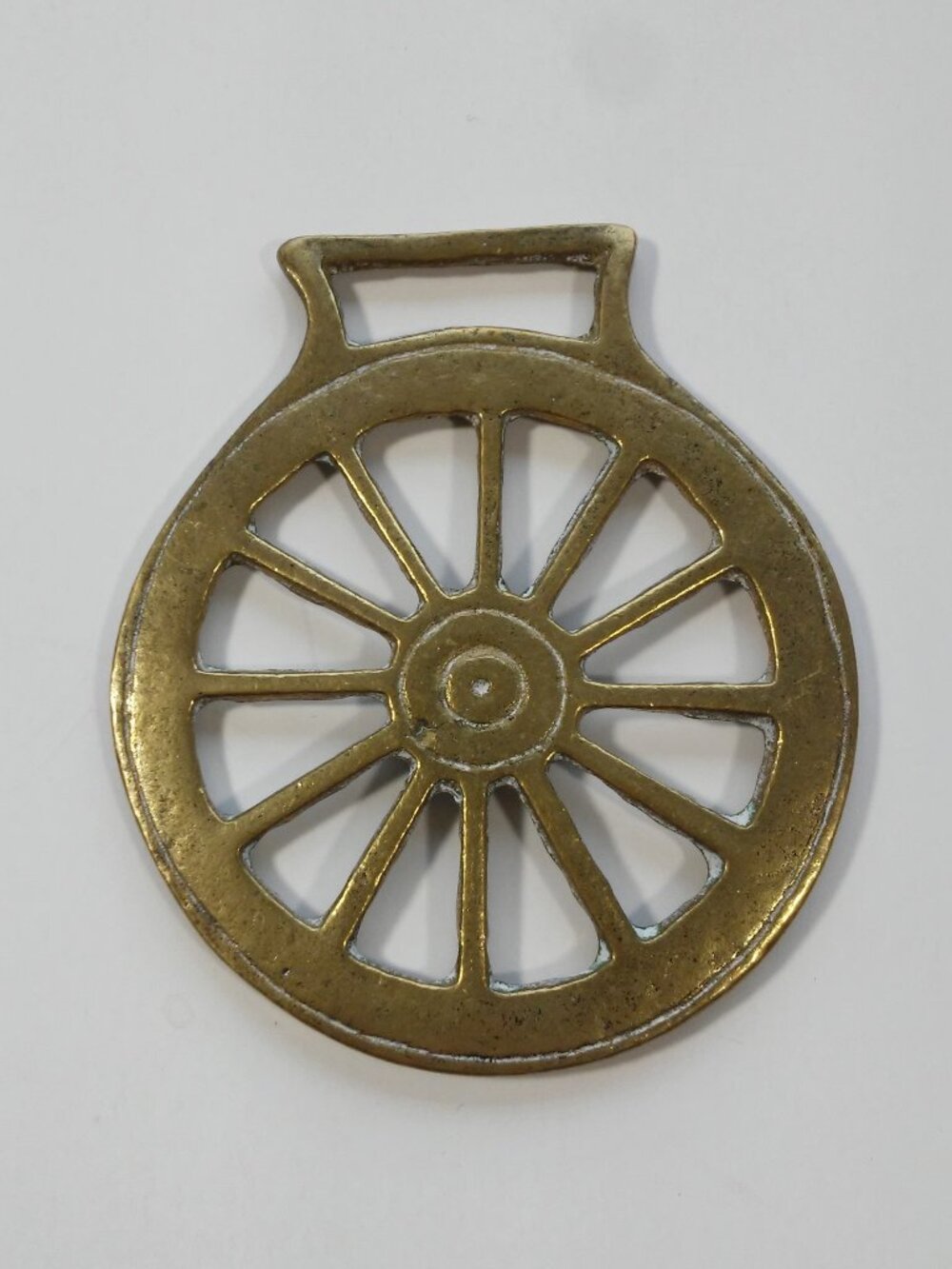 Brass Horse Medallion Vintage English Pierced Wagon Wheel Show Parade Bridle